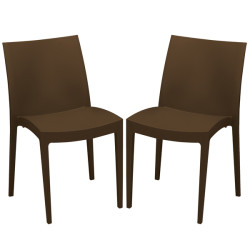 Sedia Venice - 51 x 49 x 80 cm - polipropilene - moka - Grandsoleil - conf. 2 pezzi