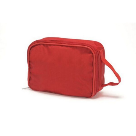 Borsa in nylon colore Rosso con chiusura a zip centrale,maniglia e velcro posteriore cm 24 x 17 x 8