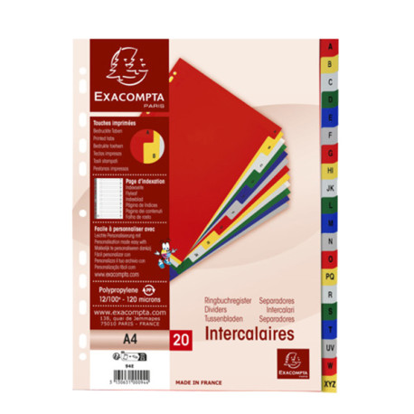 Separatore alfabetico A/Z - PPL - A4 - colori assortiti - Exacompta