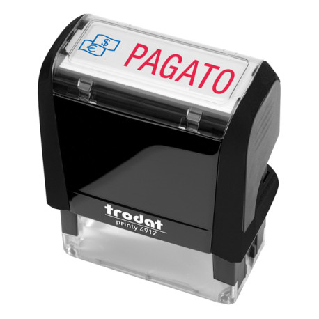 Timbro Printy 4912 Office Eco - autoinchiostrante - PAGATO - 47 x 18 mm - nero  - Trodat