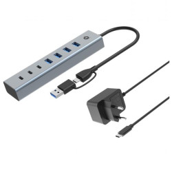 Conceptronic HUB USB 3.0 7 PORTE con alimentatore, 5Gbps, 3x USB-C, 4x USB-A