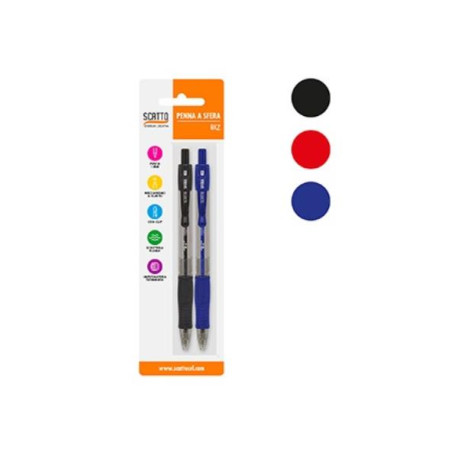 DIDATTICA E SCUOLA - CF2 PENNE SFERA 1 MM NERO-BLU