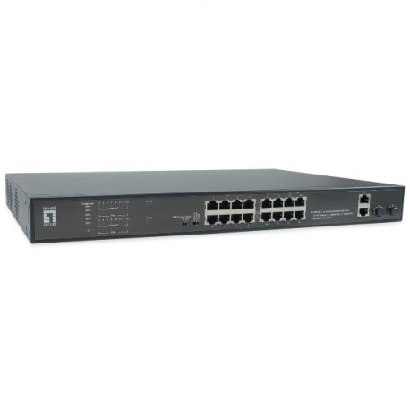 LEVELONE FGP-2031 - SWITCH 20-PORTE FAST ETHERNET POE 270W, 16x PoE, 2x Gigabit RJ45 + 2x Gigabit SFP