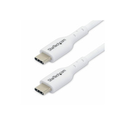 StarTech.com 2m (6.6ft) White USB-C Charging Cable, USB C Cable, USB 2.0 Type-C Laptop Charger Cord, 60W 3A Power Delivery, TPE