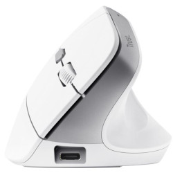 Trust  BAYO II MOUSE WIRELESS ERGONOMICO VERTICALE RICARICABILE - 50% PLASTICA RICICLATA - BIANCO