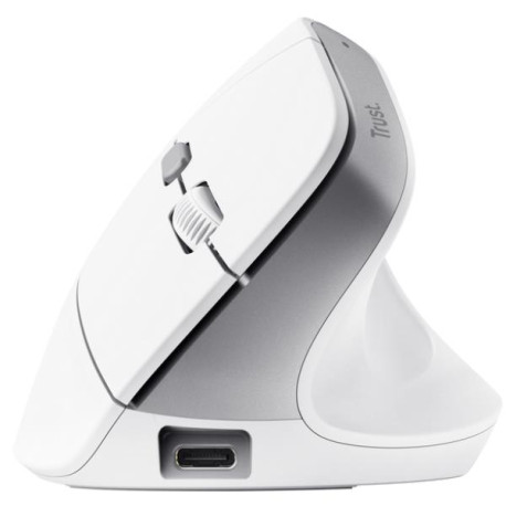 Trust  BAYO II MOUSE WIRELESS ERGONOMICO VERTICALE RICARICABILE - 50% PLASTICA RICICLATA - BIANCO