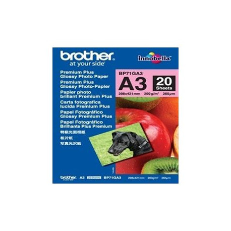 Brother Innobella Premium Plus BP71GA3 - Lucido - A3 (297 x 420 mm) - 260 g/m² - 20 fogli carta fotografica - per Brother HL-J6