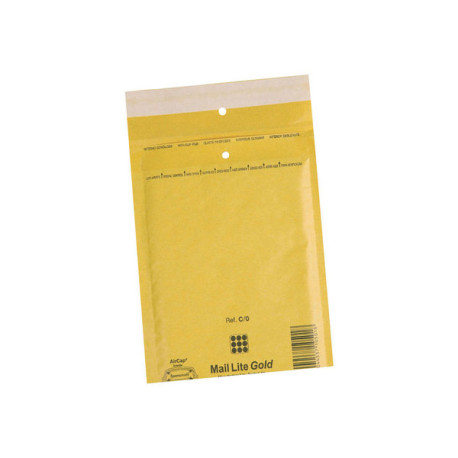 Mail Lite E/2 - Busta postale - 220 x 260 mm - rettangolare - estremità aperta - autoadesiva - pluriball - oro - pacco da 100