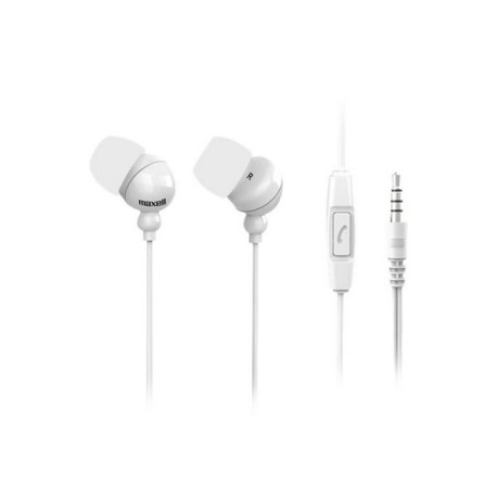 Maxell Plugz + Mic - Auricolari con microfono - in-ear - cablato - jack 3,5 mm - bianco