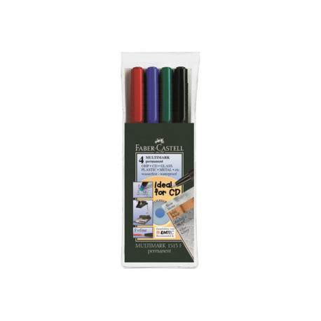 Faber-Castell MULTIMARK 1513 - Marcatore - permanente - 0.6 mm - fine - con gomma (pacchetto di 4)