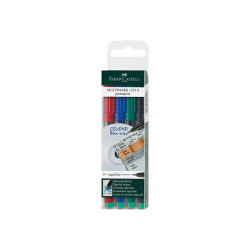 Faber-Castell MULTIMARK 1523 - Marcatore - permanente - 0.4 mm - superfine - con gomma (pacchetto di 4)