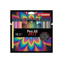 STABILO Pen 68 ARTY - Penna punta in fibra - colori assortiti - inchiostro base acqua - 1 mm - medio (pacchetto di 24)