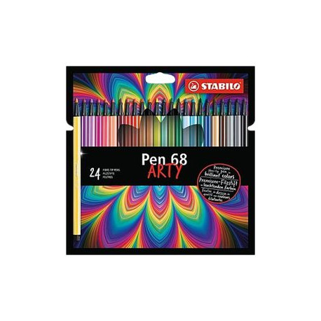 STABILO Pen 68 ARTY - Penna punta in fibra - colori assortiti - inchiostro base acqua - 1 mm - medio (pacchetto di 24)