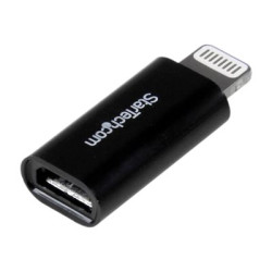 StarTech.com Adattatore connettore dongle Micro USB ad Apple Lightning a 8 pin per iPhone / iPad / iPod - Nero - Adattatore Lig