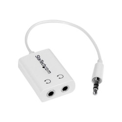 StarTech.com Adattatore Sdoppiatore Cuffie 3.5mm - Cavo splitter per Jack da 3.5mm Maschio a 2 Femmine - Slim bianco - Adattato