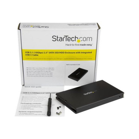 StarTech.com Box Case Esterno SATA SSD/HDD USB 3.1 (10 Gbps) da 2,5" con Cavo USB-C integrato - Drive Portatile USB-C - Box est