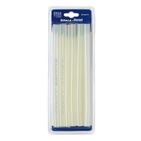 Colla termofusibile - in stick - lunghezza 20 cm - diametro 1,1 cm - Iternet - blister da 12 refill (227 gr)