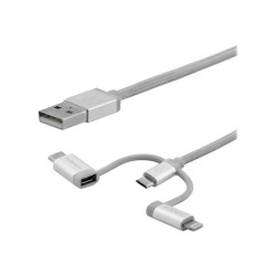 StarTech.com Cavo USB-C Multi-Carica - Lightning, USB, Micro-B - Cavo di Ricarica Intrecciato USB-C - Certificato MFi - USB 2.0