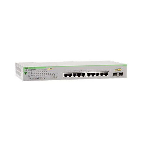 Allied Telesis AT GS950/10PS - Switch - gestito - 8 x 10/100/1000 (PoE+) + 2 x combo Gigabit SFP - desktop, montabile su rack, 