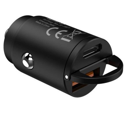 Celly - BLCC30WUSBUSBC - Black Label Mini USB-A + USB-C Car Charger 30W