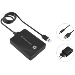 HUB USB 3.0 a 4-PORTE con adattatore di alimentazione, cavo da 90 cm