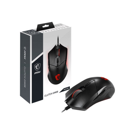 MSI Clutch GM08 - Mouse - per destrorsi e per sinistrorsi - ottica - 6 pulsanti - cablato - USB - nero