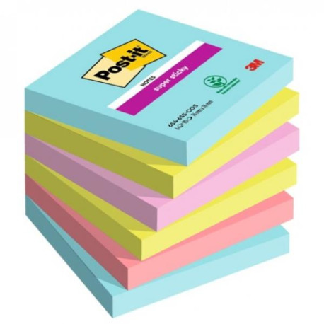 Foglietti Post-it Super Sticky 76 mm x 76 mm 6 blocchetti da 90 fogli Cosmic