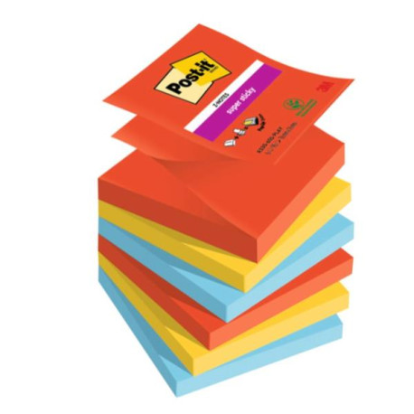 Foglietti Post-it Super Sticky Z-Notes 76 mm x 76 mm 6 blocchetti da 90 fogli Playful