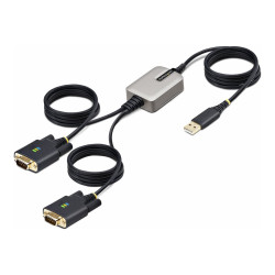 StarTech.com 13ft (4m) 2-Port USB to Serial Adapter Cable, Interchangeable DB9 Screws/Nuts, COM Retention, USB-A to DB9 RS232, 