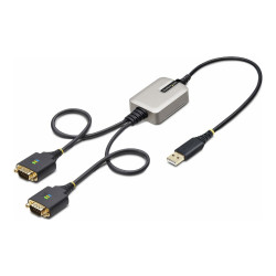 StarTech.com 2ft (60cm) 2-Port USB to Serial Adapter Cable, Interchangeable DB9 Screws/Nuts, COM Retention, USB-A to DB9 RS232,