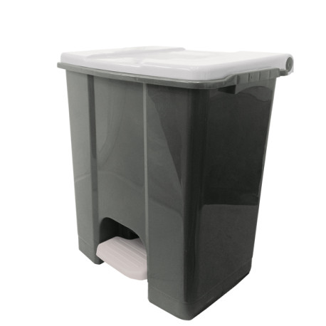 Contenitore mobile Ecoconti - a pedale - 60 L - plastica riciclata - grigio/bianco - Medial