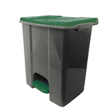 Contenitore mobile Ecoconti - a pedale - 60 L - plastica riciclata - grigio/verde - Medial