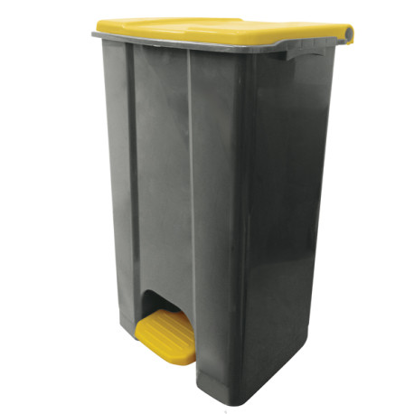 Contenitore mobile Ecoconti - a pedale - 80 L - plastica riciclata - grigio/giallo - Medial