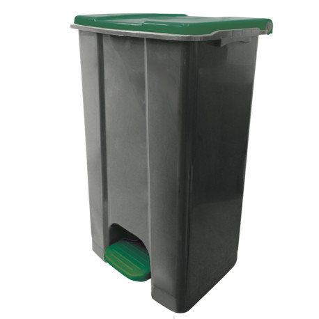 Contenitore mobile Ecoconti - a pedale - 80 L - plastica riciclata - grigio/verde - Medial