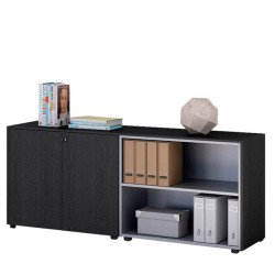 Coppia Prestige - mobili bassi a giorno - 162,8 x 43 x 81,4 cm - nero venato