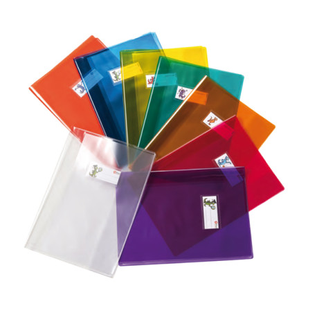 Coprimaxi Cristallo 14 - c/alette e portanome - PVC - 140 mic - A4 - trasparente rosso - Colorosa